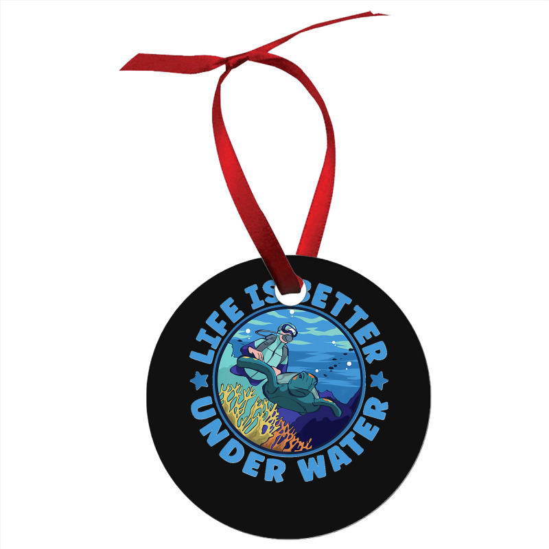 Life Is Better Under Water Marine Biology Scuba Diver Premium Ornament | Artistshot