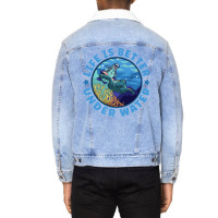 Life Is Better Under Water Marine Biology Scuba Diver Premium Unisex Sherpa-lined Denim Jacket | Artistshot