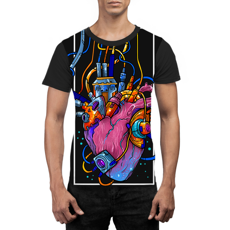 Cyborg Robot Heart Vaporwave Futuristic Cyberpunk Clothing Graphic T-shirt by AmandaGLeir | Artistshot