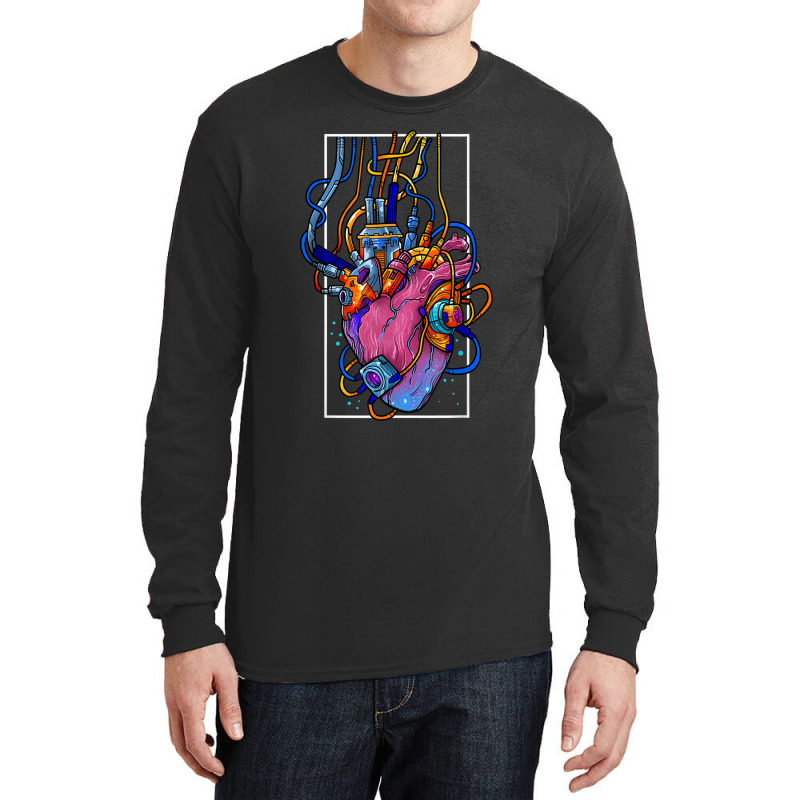 Cyborg Robot Heart Vaporwave Futuristic Cyberpunk Clothing Long Sleeve Shirts by AmandaGLeir | Artistshot