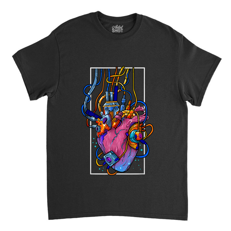 Cyborg Robot Heart Vaporwave Futuristic Cyberpunk Clothing Classic T-shirt by AmandaGLeir | Artistshot