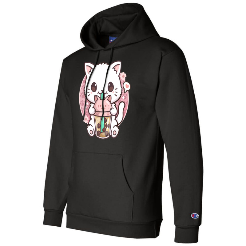 Boba Cat Boba Tea Bubble Tea Kawaii Anime Cat Kawaii Neko Champion Hoodie by Min08 | Artistshot