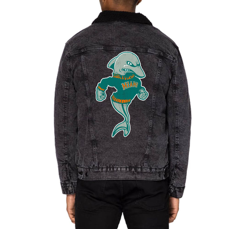 Retro Miami Mascot Original Concept Unisex Sherpa-lined Denim Jacket | Artistshot