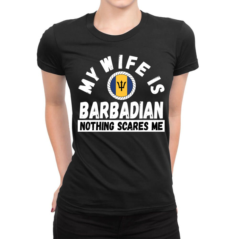 Barbadian Wife Barbados Heritage Roots Flag Husband Wedding Pullover H Ladies Fitted T-Shirt by alicakarste3vs | Artistshot