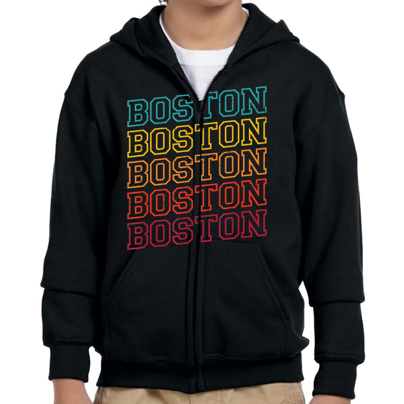 Boston Massachusetts Retro Vintage Boston Souvenir Boston Youth Zipper Hoodie | Artistshot