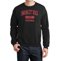 Panama City Beach Florida Fl Vintage Sports Design Red Desig Crewneck Sweatshirt | Artistshot