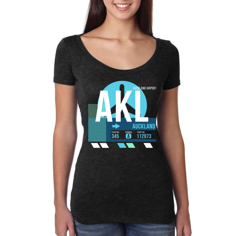 Auckland Akl Airport Code Baggage Tag Women's Triblend Scoop T-shirt by SandraDelpha | Artistshot