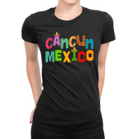 Cancun Mexico Sombrero Colorful Typography Ladies Fitted T-shirt | Artistshot