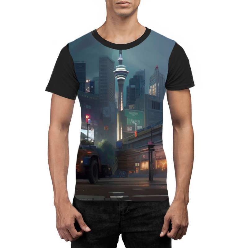 Auckland City Painting Graphic T-shirt by SoniaAlt | Artistshot