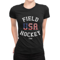 American Flag Usa Field Hockey Player Gift Ladies Fitted T-shirt | Artistshot