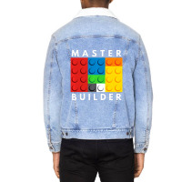 Master Builder Building Blocks Brick Builders Toys Gift Unisex Sherpa-lined Denim Jacket | Artistshot