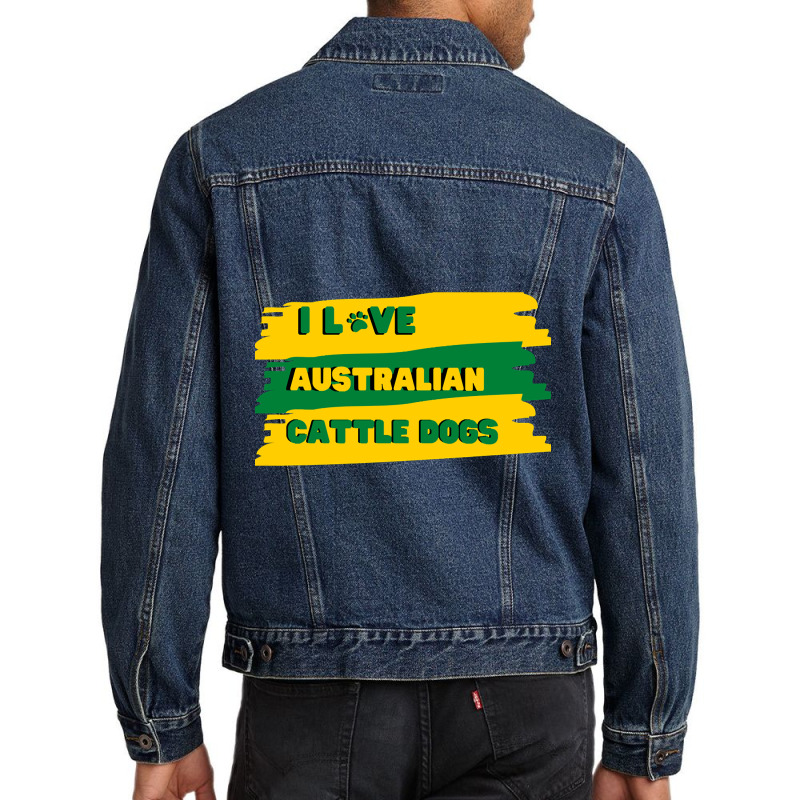 I Love Australian Cattle Dogs Design Men Denim Jacket by Box Bingham | Artistshot