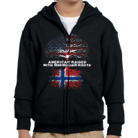 American Raised With Norwegian Roots Norway Youth Zipper Hoodie | Artistshot