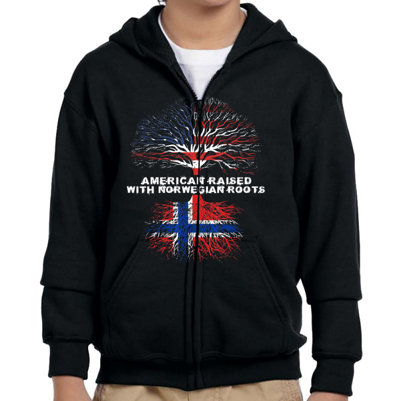 American Raised With Norwegian Roots Norway Youth Zipper Hoodie by degreesgunner | Artistshot