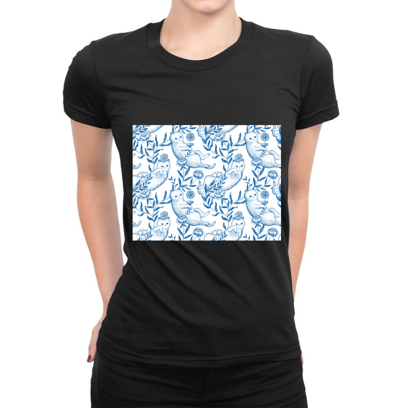 Toile De Jouy Cats Ladies Fitted T-Shirt by Jerhogen528 | Artistshot