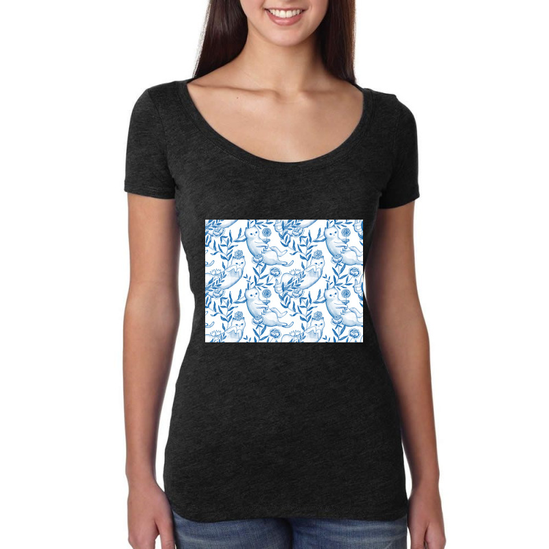 Toile De Jouy Cats Women's Triblend Scoop T-shirt by Jerhogen528 | Artistshot