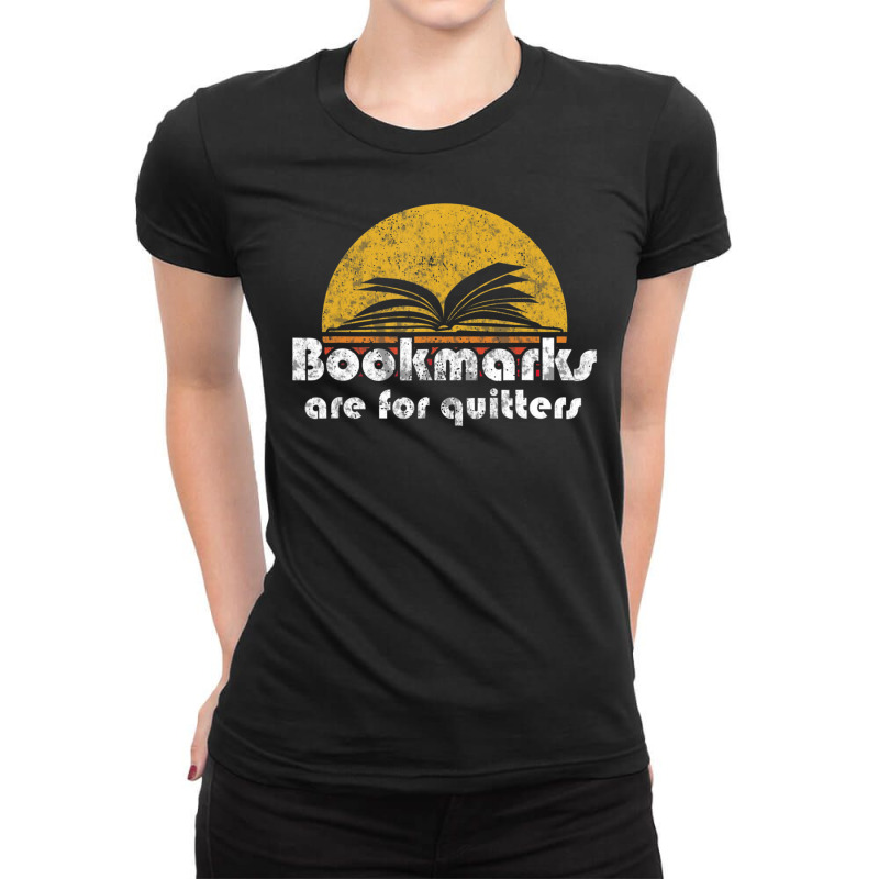 Vintage Reading Book Bookmarks Quitters Sunset Ladies Fitted T-Shirt by mckeebeckett3l9yxd | Artistshot