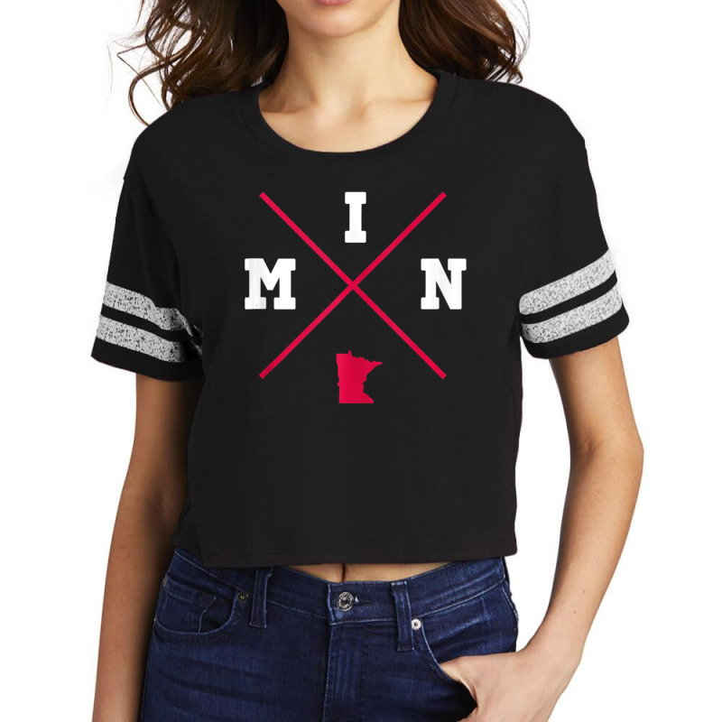 Classic Min Minnesota Red Vintage State Outline Scorecard Crop Tee by rastyrocl | Artistshot