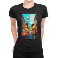 Auckland City Painting 1 Ladies Fitted T-shirt | Artistshot