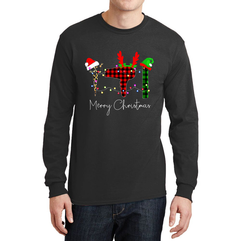 Merry Christmas Hairstylist Funny Tool Hairdresser Barber Long Sleeve Shirts by behindcedar22 | Artistshot