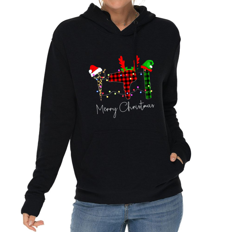 Merry Christmas Hairstylist Funny Tool Hairdresser Barber Lightweight Hoodie by behindcedar22 | Artistshot