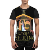 Merry Christmas Nativity Scene North Star Baby Jesus Graphic T-shirt | Artistshot