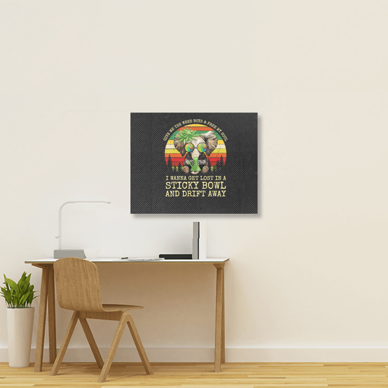 Cool Elephant Smoking Weed Bong Marijuana Cannabis Stoner Landscape Canvas Print | Artistshot