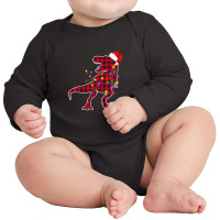 Red Plaid Dinosaur Christmas Pajamas Xmas Lights Men Adults Long Sleeve Baby Bodysuit | Artistshot