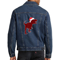 Red Plaid Dinosaur Christmas Pajamas T Rex Xmas Men Boy Kids Men Denim Jacket | Artistshot