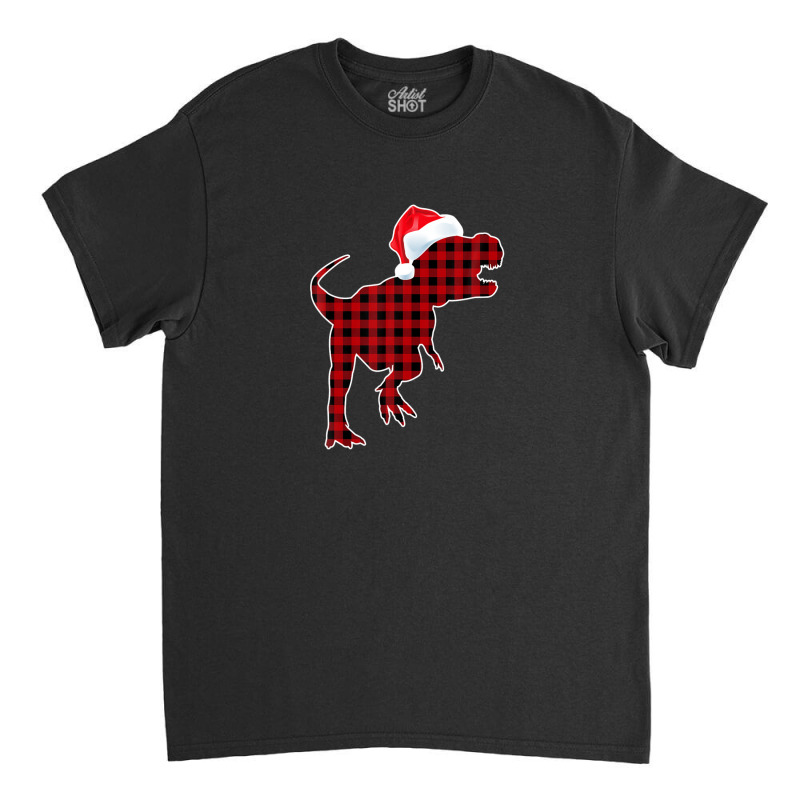 Red Plaid Dinosaur Christmas Pajamas T Rex Xmas Men Boy Kids Classic T-shirt by rakinybluvic | Artistshot