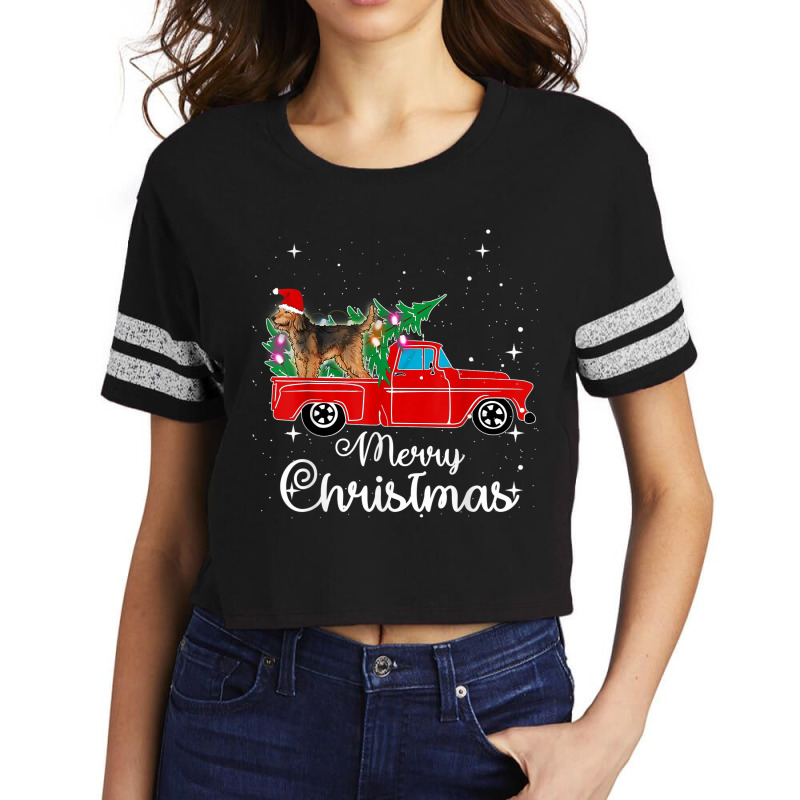 Otterhound Rides Red Truck Christmas Pajama 002 Scorecard Crop Tee by CHRISTOPHEANDERS | Artistshot