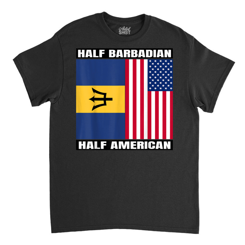 Half Barbadian & American Dna Heritage Usa And Barbados Flag T Shirt Classic T-shirt by alicakarste3vs | Artistshot