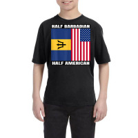 Half Barbadian & American Dna Heritage Usa And Barbados Flag T Shirt Youth Tee | Artistshot