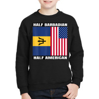 Half Barbadian & American Dna Heritage Usa And Barbados Flag T Shirt Youth Sweatshirt | Artistshot