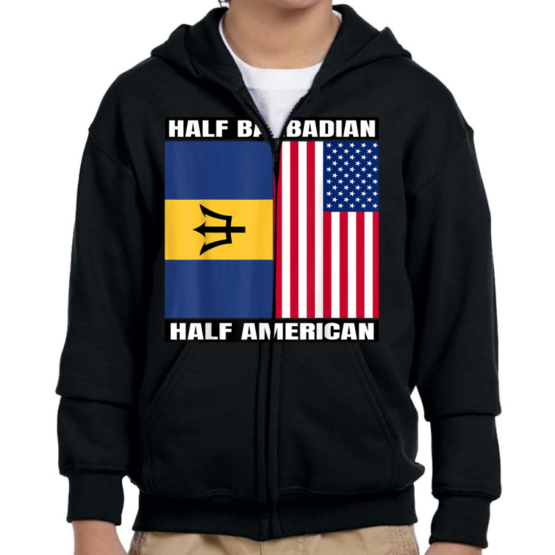 Half Barbadian & American Dna Heritage Usa And Barbados Flag T Shirt Youth Zipper Hoodie by alicakarste3vs | Artistshot