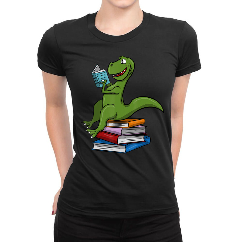 Reading Dinosaur Rex Dinosaur Lover Dino Book Gif Ladies Fitted T-Shirt by oatesorlandoi9eepf | Artistshot