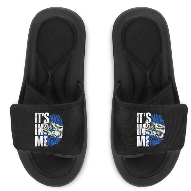 It's In Me Nicaragua Flag Fingerprint Nicaraguan Heritage Tank Top Slide Sandal by maryannmjra8 | Artistshot