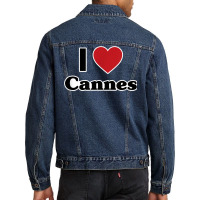 I Love Cannes, France, Europe With Red Love Heart T Shirt Men Denim Jacket | Artistshot