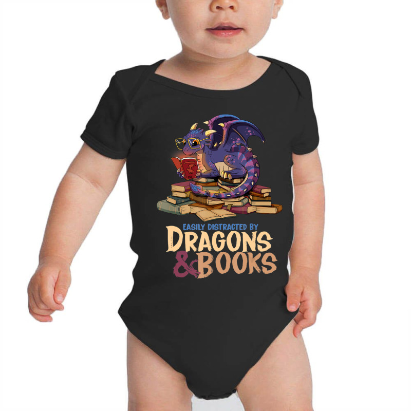 Easily Distracted By Dragons And Books Dragon Book Lover Baby Bodysuit by Min06 | Artistshot