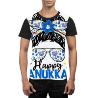 Happy Hanukkah Messy Bun Hair Xmas Jewish Holiday T Shirt Graphic T-shirt | Artistshot