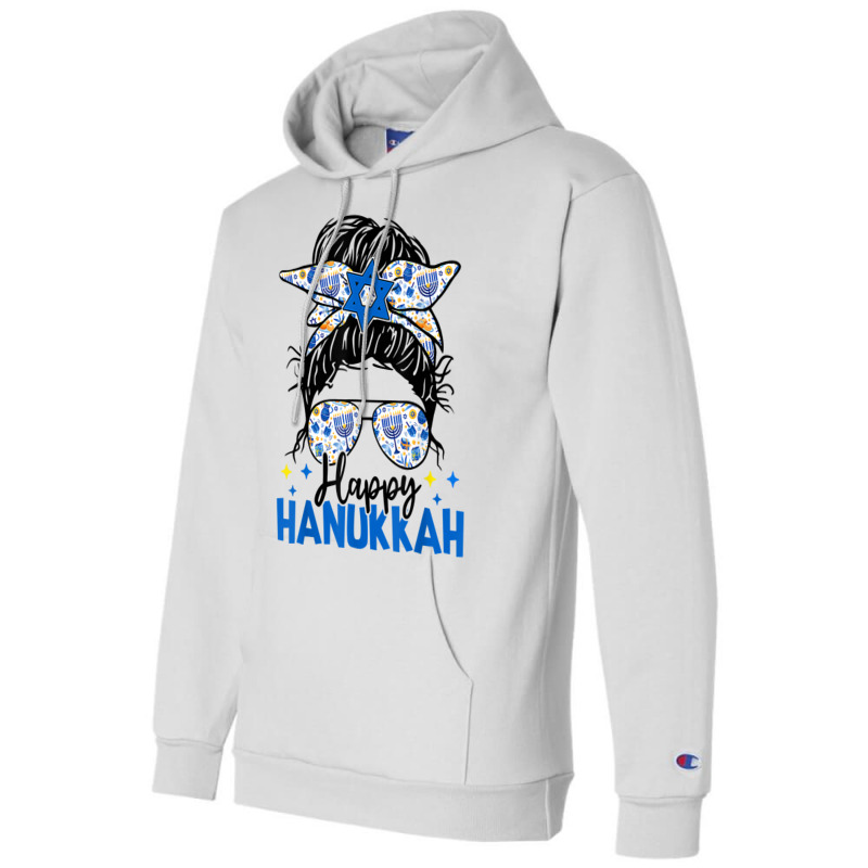 Happy Hanukkah Messy Bun Hair Xmas Jewish Holiday T Shirt Champion Hoodie | Artistshot