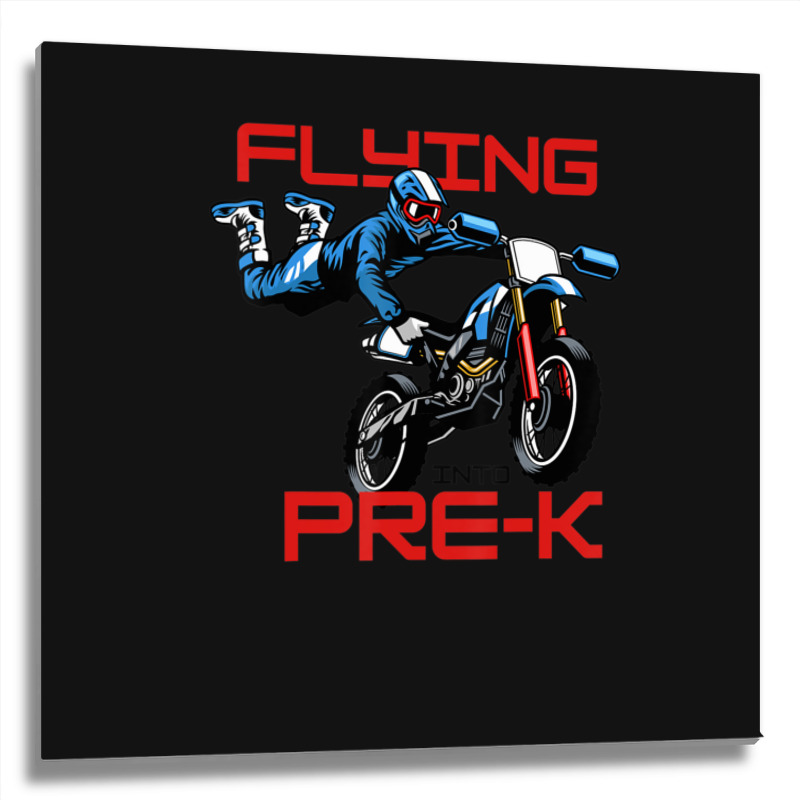 Flying Into Pre-k Pre-kindergarten Kids Dirt Bike (2) Metal Print Square | Artistshot