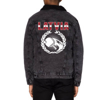 Latvia Table Tennis Lovers Latvian Ping Pong Team Supporter Premium T Unisex Sherpa-lined Denim Jacket | Artistshot