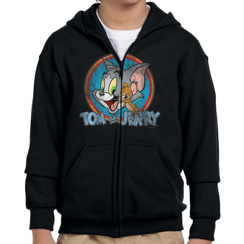 Tom And Jerry Yellow Red Blue Circle Youth Zipper Hoodie | Artistshot