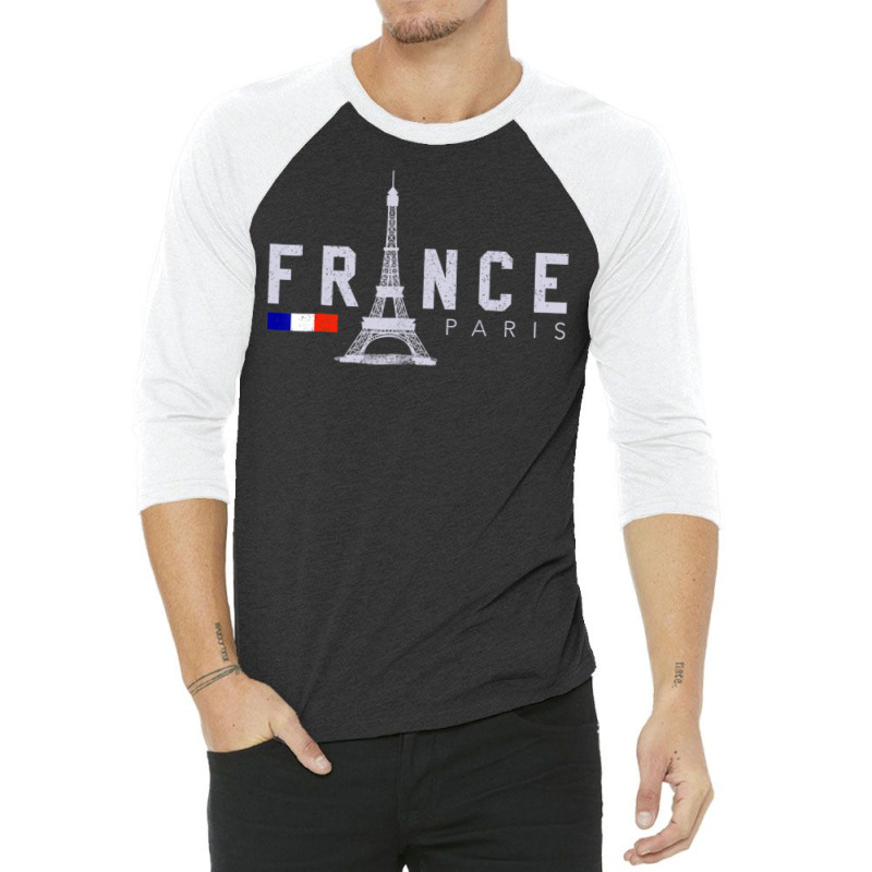 France Paris French Flag Eiffel Tower Souvenir 3/4 Sleeve Shirt by Min06 | Artistshot