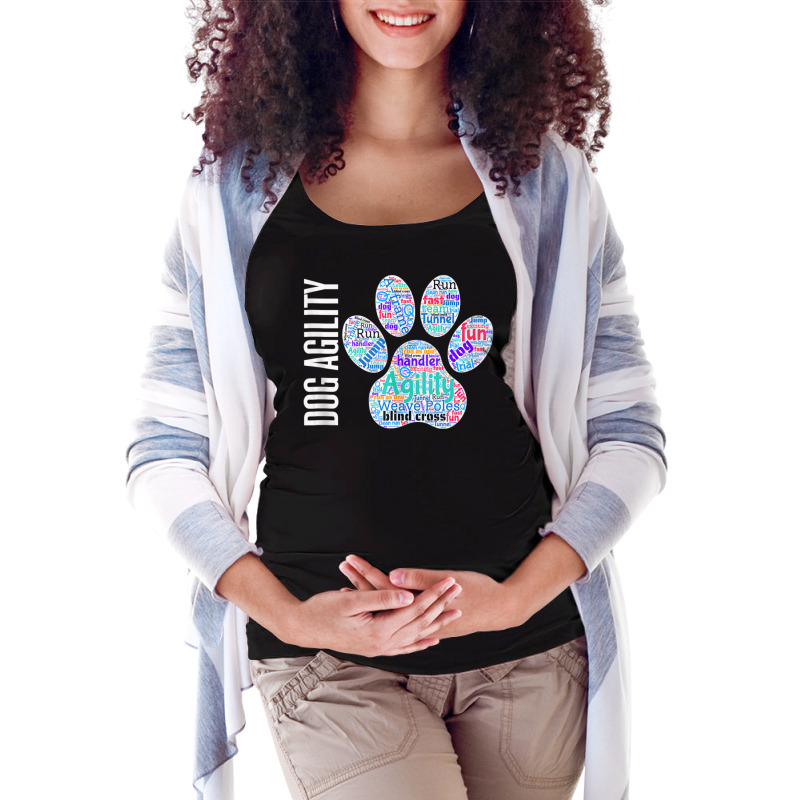 Fun Dog Agility Dog Agility Word Cloud, Paw Shape Maternity Scoop Neck T-shirt by rastyrocl | Artistshot