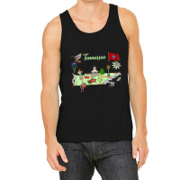 Hand Drawn Illustration Of Tennessee Map With Tourist Destinations, Us Tank Top | Artistshot