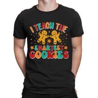 Womens Groovy I Teach The Smartest Cookies Christmas Teacher V-neck T-shirt | Artistshot