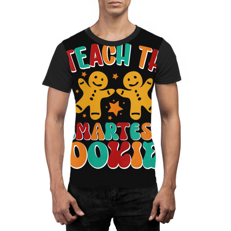 Womens Groovy I Teach The Smartest Cookies Christmas Teacher V-neck Graphic T-shirt | Artistshot