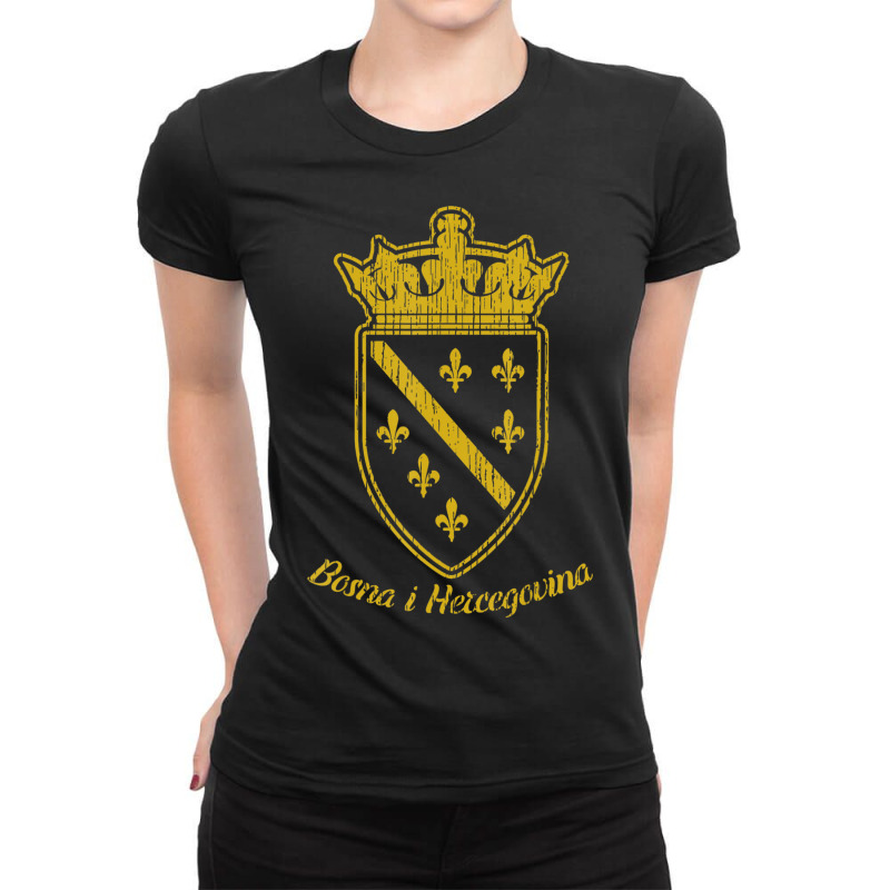 Bosnia Bosnian Flag Bosna I Hercegovina Balkan Fan Ladies Fitted T-Shirt by degreesgunner | Artistshot